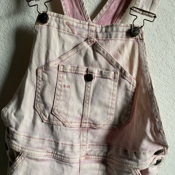 Faherty MECHANIC PINK ACID WASH RETRO ORGANIC COTTON DENIM SHORT OVERALL XS - Picture 7 of 14